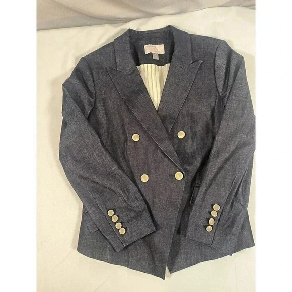 OLIVIA PALERMO Chelsea 28 Denim Blazer Size M - Picture 1 of 7